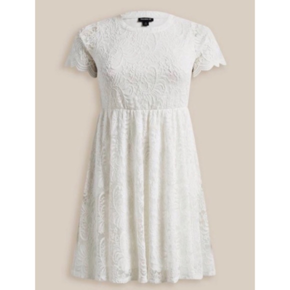 🆕 White Mini Lace Fit & Flare Dress 3 3X 22 24 NWT Torrid New! spring summer - Picture 5 of 6